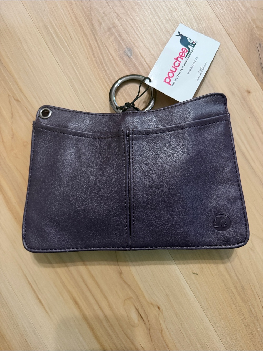 Leather Crossbody Wristlet in Deep Plum - Unbranded